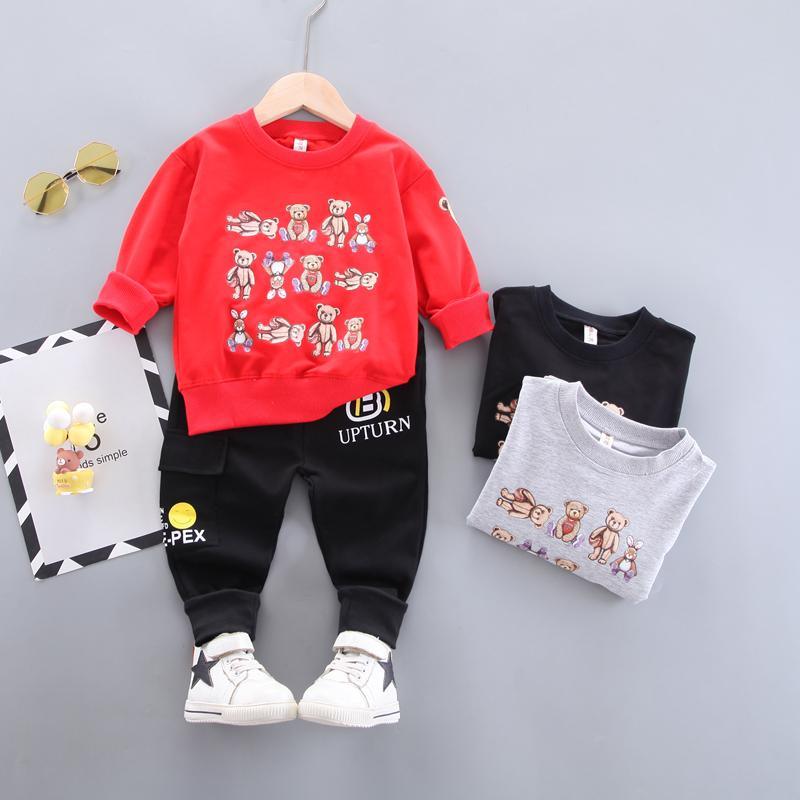 2-piece Bear Pattern Sweatshirt & Pants for Boy - PrettyKid