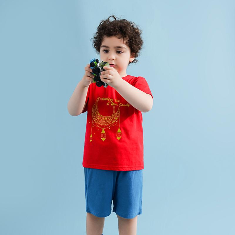 Toddler Boy 2pcs Star Moon Pattern T-shirt & Shorts Children's Clothing - PrettyKid