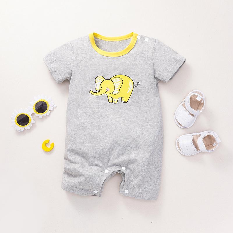 Baby Boy Elephant Print Bodysuit - PrettyKid