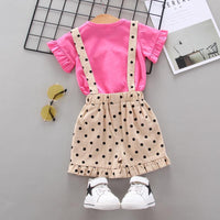 Little Daisy T-shirt & Polka Dot Overalls Wholesale Children's Clothing - PrettyKid