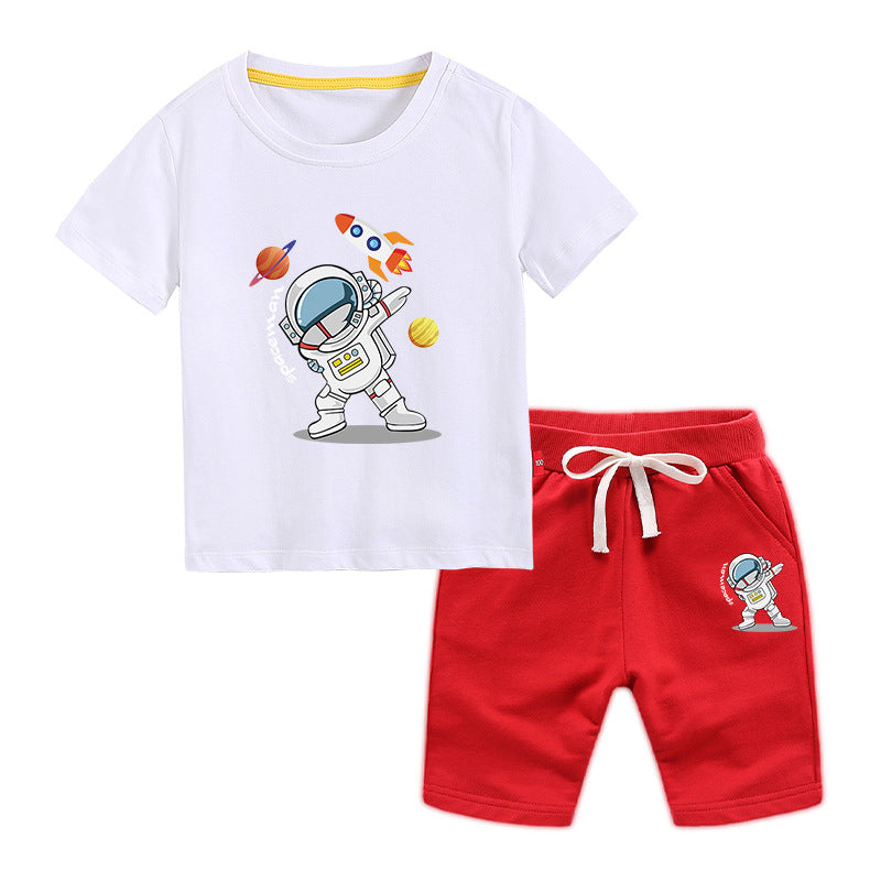 9M-12Y Short Sets For Boys Astronaut Short Sleeve Drawstring Kids Clothes Wholesale - PrettyKid