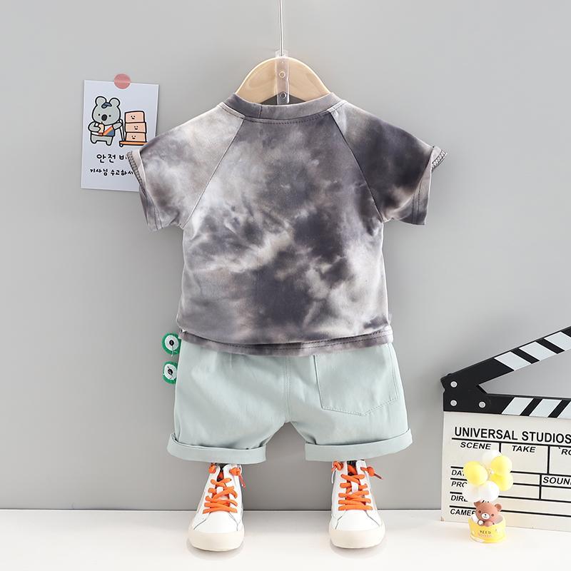 Toddler Boy Tie-dye T-shirt & Crocodile Shorts Wholesale Children's Clothing - PrettyKid