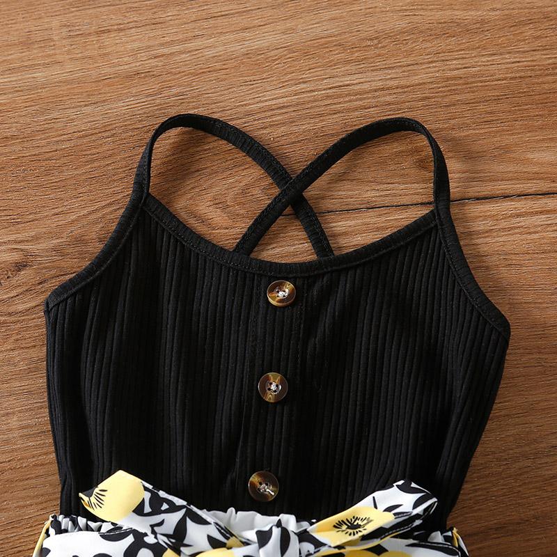 Toddler Girl Floral Suspender Overalls - PrettyKid