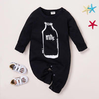 Cute Bottle Printed Black Long Sleeve Jumpsuit for Baby Wholesale children's clothing - PrettyKid