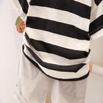 2-piece Solid Strip Short-sleeve Top and Shorts for Children - PrettyKid