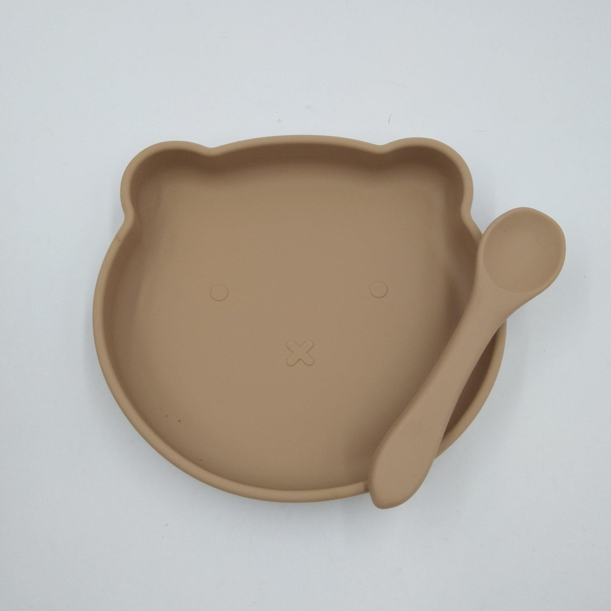 Children's Supplementary Feeding Tableware Solid Color Bear Silicone Plate - PrettyKid