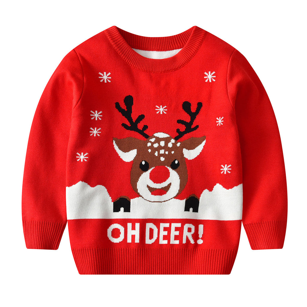 Wholesale Toddler Boys Christmas Cutel Casual Deer Pullover in Bulk - PrettyKid