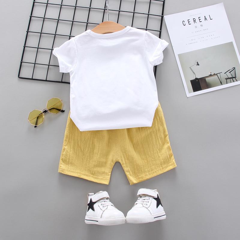 Toddler Boy Bow Tie Graphic T-shirt & Solid Color Shorts Wholesale Children's Clothing - PrettyKid