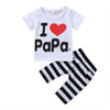 2-Piece Short-Sleeve Letter Print Tee and Striped Pants - PrettyKid