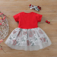 Baby Girl Bow Decor Tulle Hem Floral Dress & Headband - PrettyKid