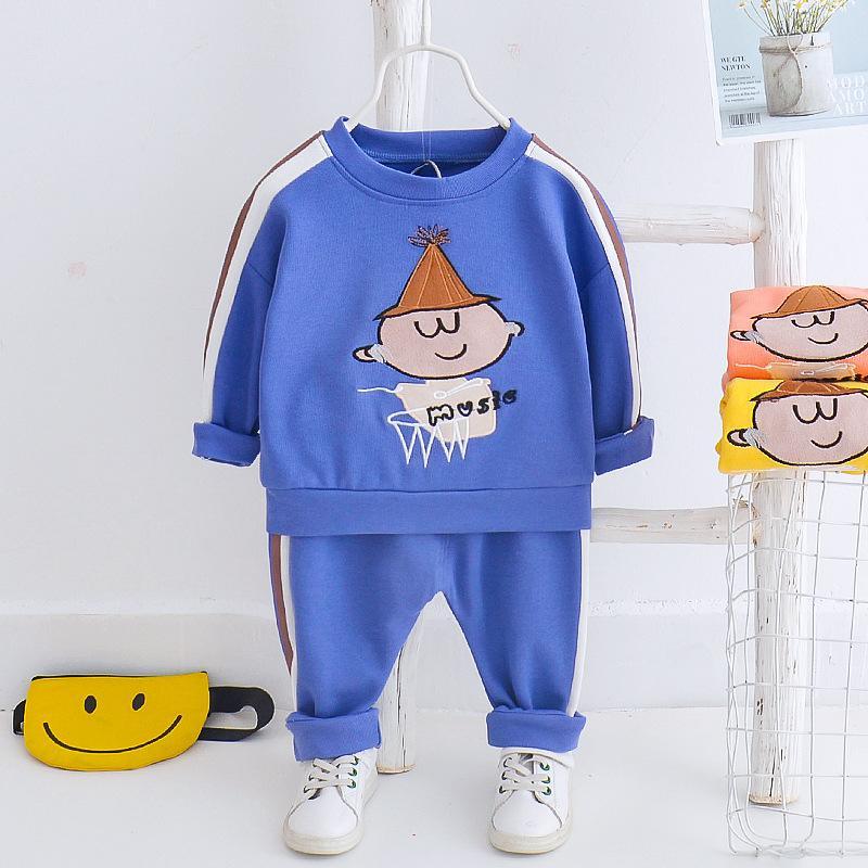 dhgate children's clothing Baby Boy Character Pattern Color-block Top & Pants - PrettyKid