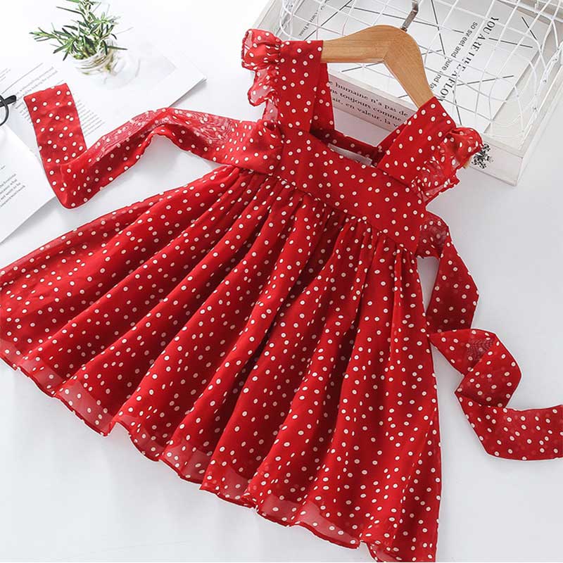 Toddler Girl Polka Dot Pattern Summer Dress - PrettyKid