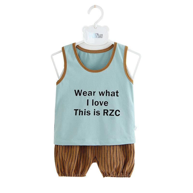 Toddler Boy Letter Print Vest & Striped Shorts - PrettyKid