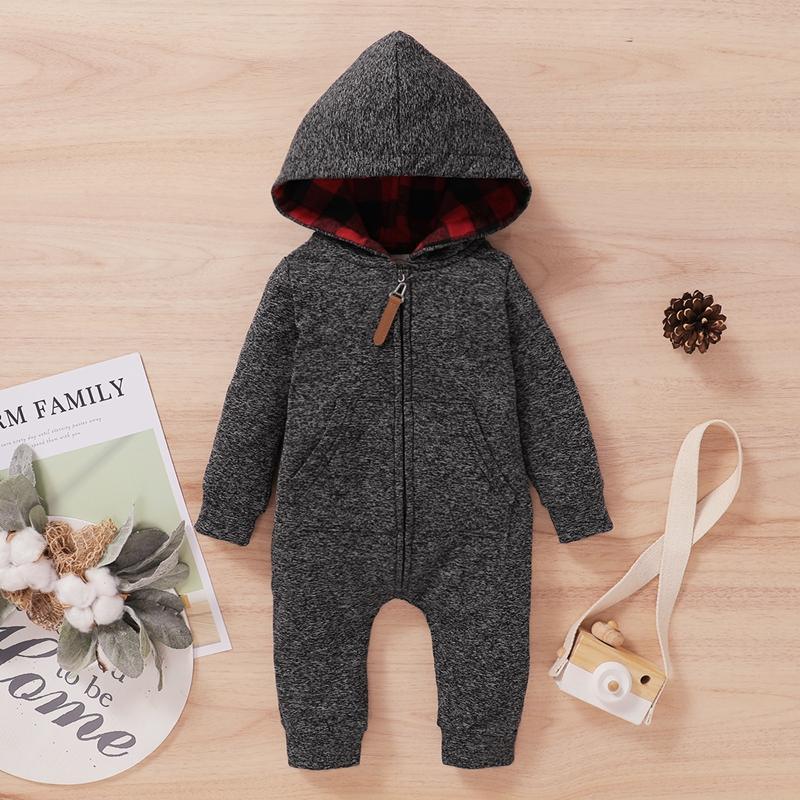 Solid Hooded Jumpsuit for Baby Boy - PrettyKid