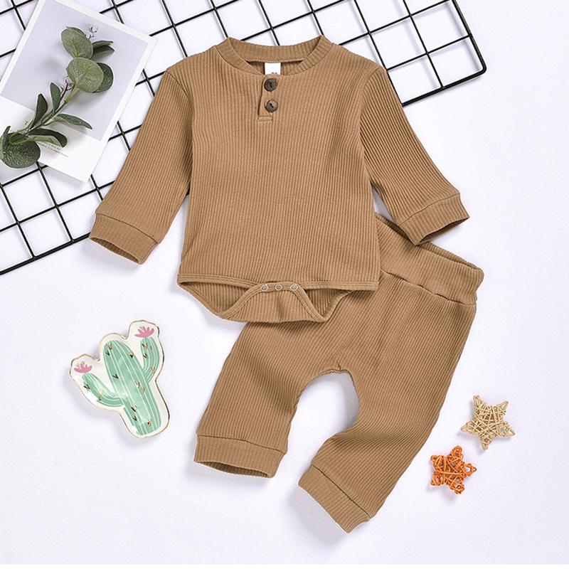 2-piece Solid Pattern Bodysuit & Pants for Baby - PrettyKid