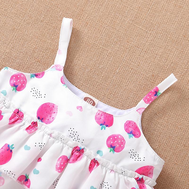 Toddler Girl Strawberry Print Cami Top & Denim Shorts - PrettyKid