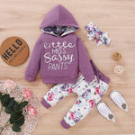 3-piece Letter Pattern Hoodie & Pants & Headband for Baby Girl - PrettyKid
