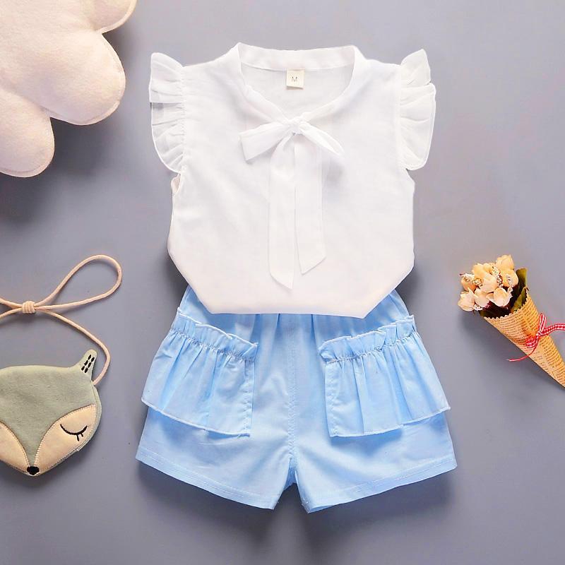 2-piece Ruffle Short Sleeve Shirt & Shorts for Toddler Girl - PrettyKid