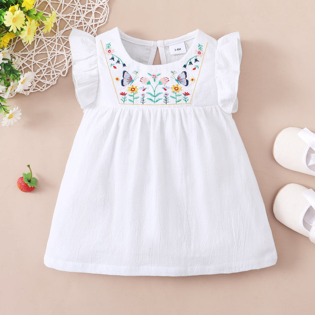 Baby Girl Sleeveless Butterfly Embroidery Dress Baby Girl Dresses Boutique - PrettyKid