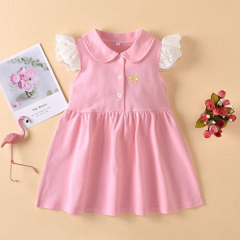 Toddler Girl Flower Pattern Ruffle Armhole Dress - PrettyKid