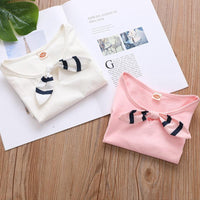 Toddler Girl Striped Tie T-shirt Wholesale Children's Clothing - PrettyKid