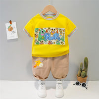 Toddler Boy Letter Print T-shirt & Crocodile Leather Shorts - PrettyKid