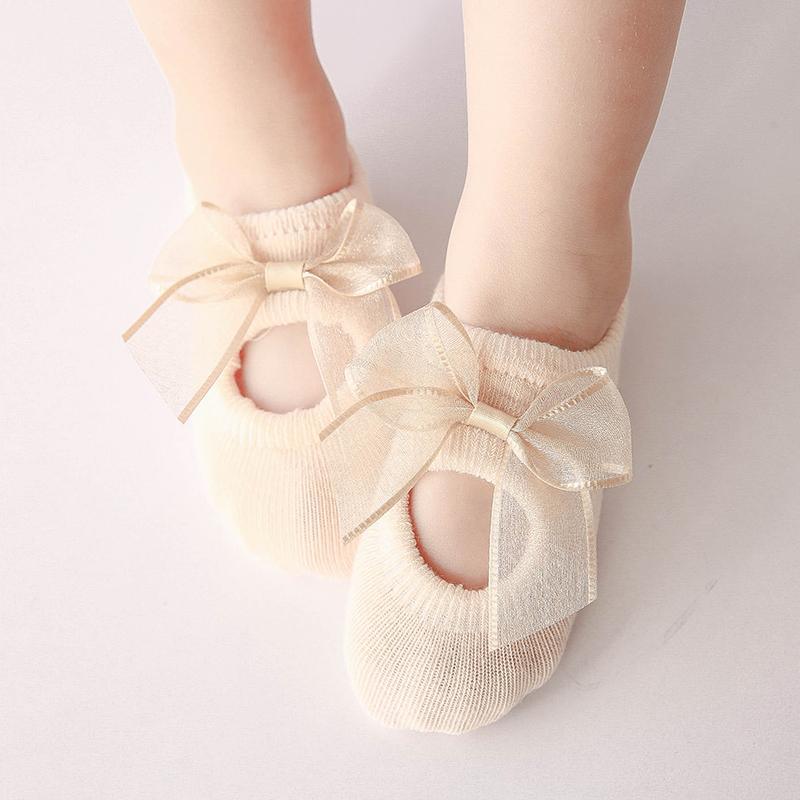 3-piece Cotton Bowknot Decor Antiskid Baby Socks Wholesale children's clothing - PrettyKid