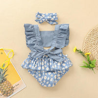 Baby Girl 2pcs Floral Pattern Bodysuit & Headhand - PrettyKid