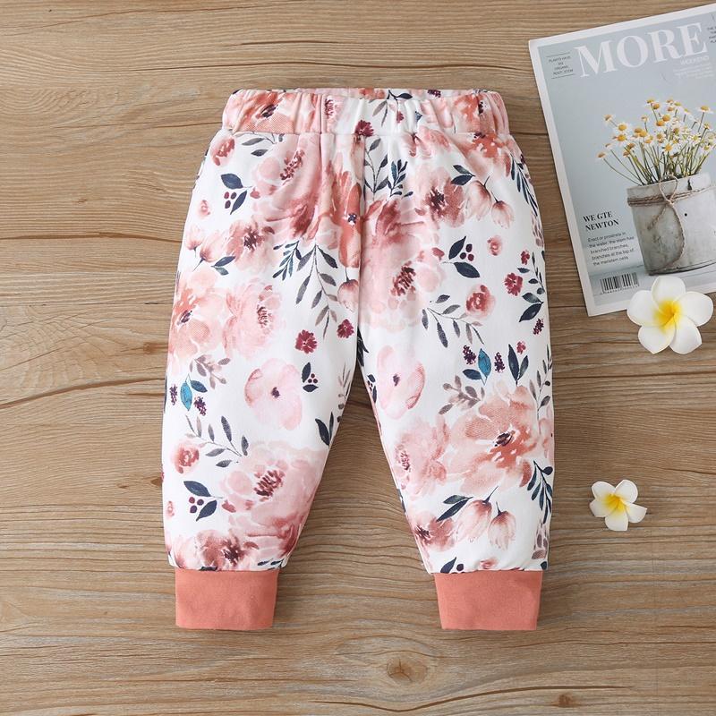 2-piece Hooded Romper & Floral Pants for Baby Girl - PrettyKid