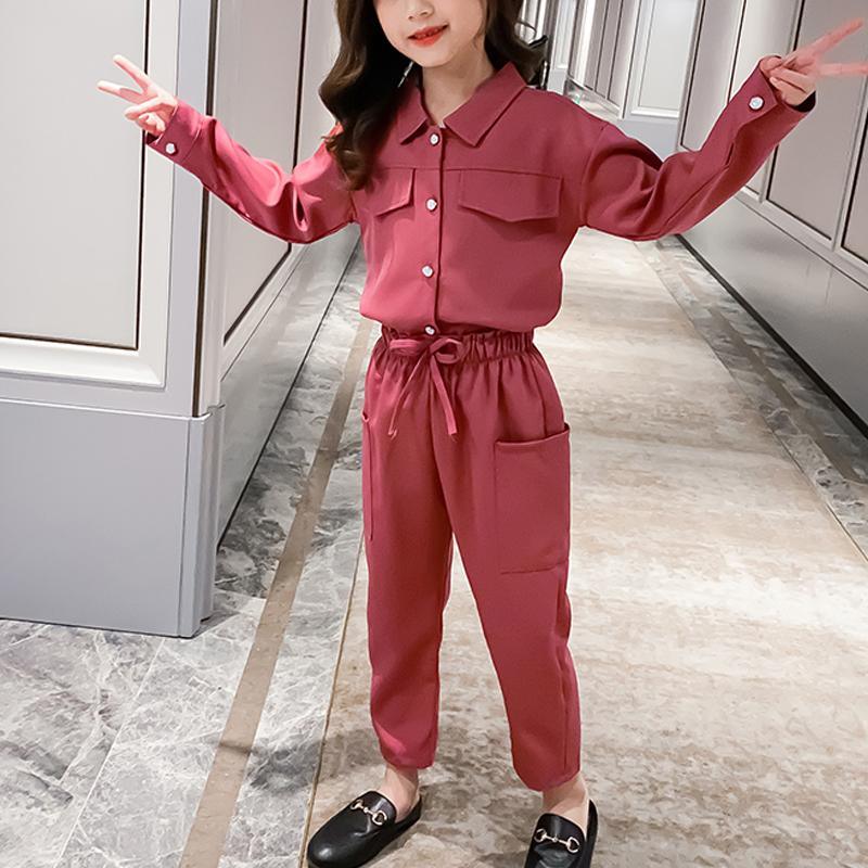 2-piece Solid Casual Blouse & Pants for Girl - PrettyKid