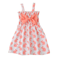 9months-4years Baby Girl Summer Dress Cute Rabbit Bow Stitching Suspender Wholesale Baby Clothing - PrettyKid