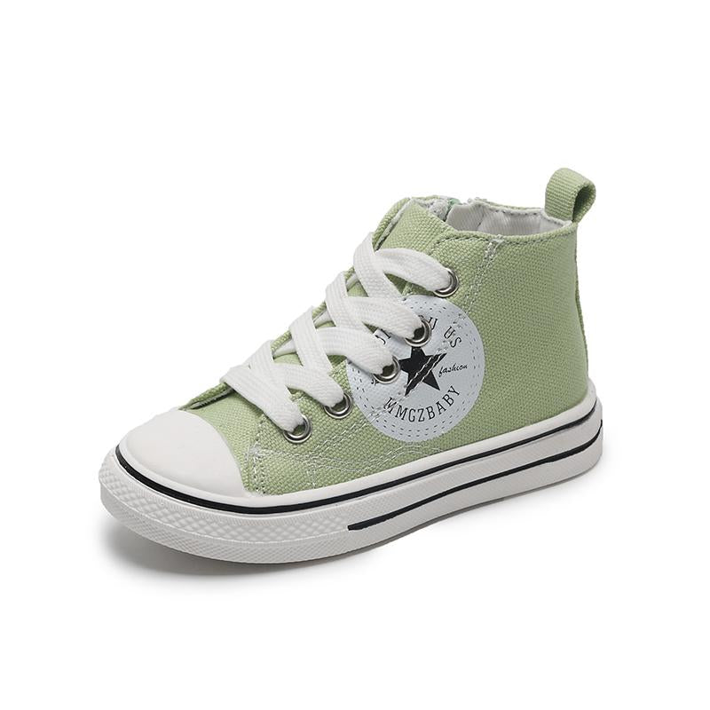 children's loungewear wholesale toddle girl Side zipper High top canvas shoes Wholesale - PrettyKid