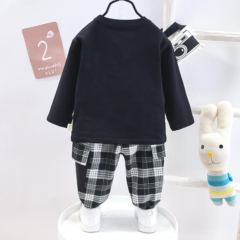 baby girl dresses wholesale Toddler Boy Solid Color T-shirt & Plaid Vest & Pants - PrettyKid