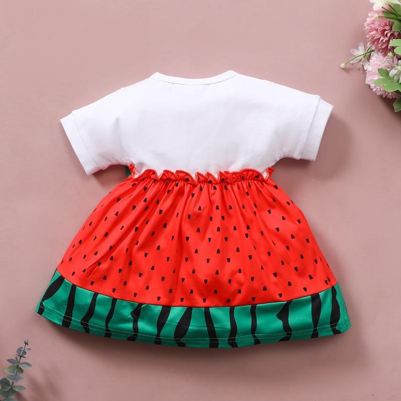 Baby Girl Watermelon Summer Pattern Dress - PrettyKid