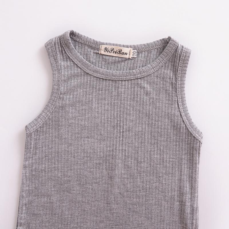 Solid Sleeveless Knitted Bodysuit Wholesale children's clothing - PrettyKid