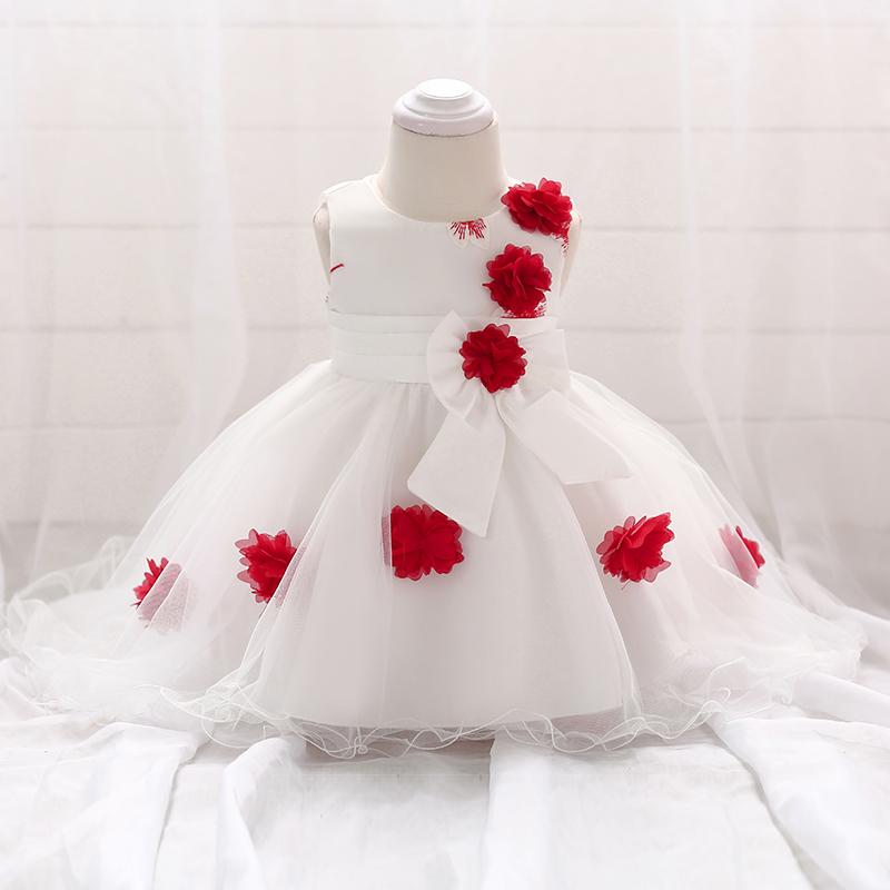 Baby Girl 3D Flower Decor Bowknot Sleeveless Mesh Formal Dress - PrettyKid