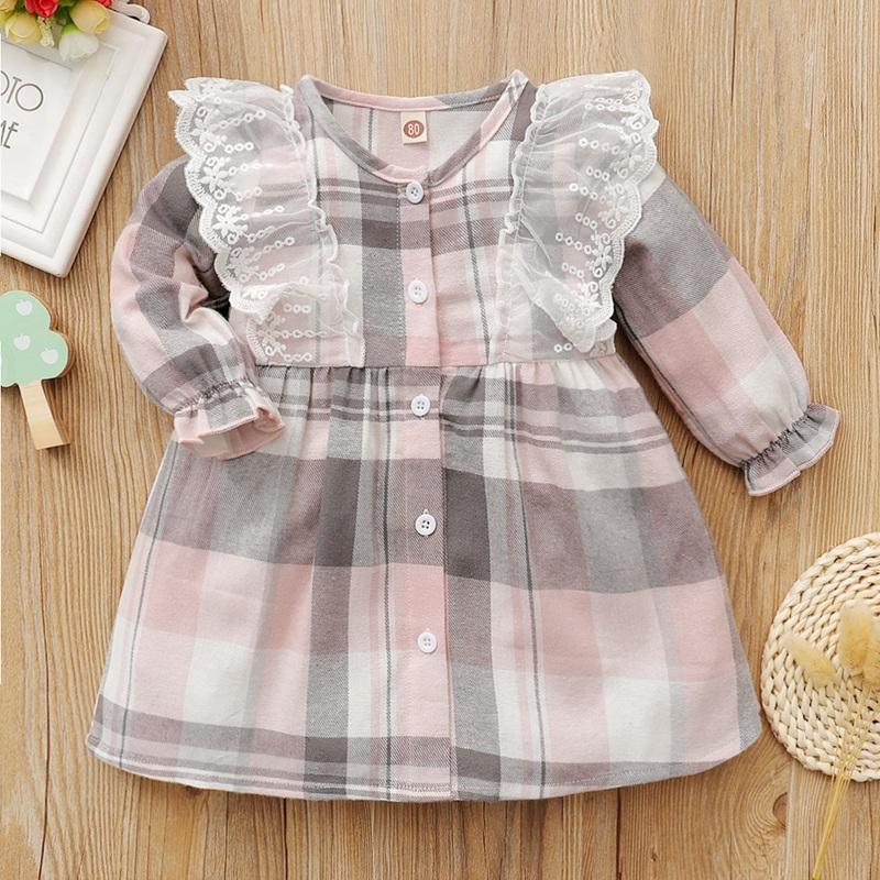 Baby Girl Plaid Pattern Dress Children's Clothing - PrettyKid