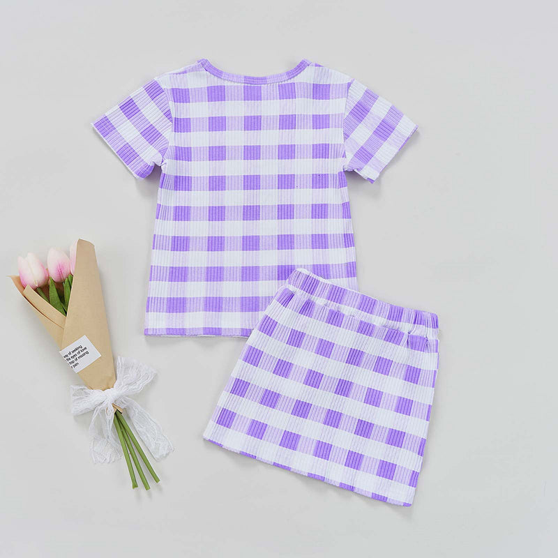 18months-6years Toddler Girl Sets Plaid Print Cute Toddler Girl Clothes Wholesale - PrettyKid