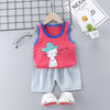 Toddler Boy Cartoon Sheep Pattern Pajama Vest & Shorts - PrettyKid
