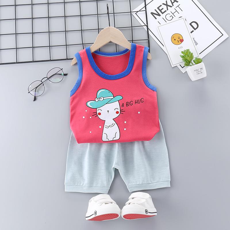 Toddler Boy Cartoon Sheep Pattern Pajama Vest & Shorts - PrettyKid