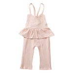 6M-3Y Baby Girls Pink Ruffled Sling Jumpsuit Wholesale Baby Girl Clothes - PrettyKid