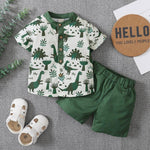 Grow Boy Dinosaur Print Shirt & Solid Color Shorts - PrettyKid