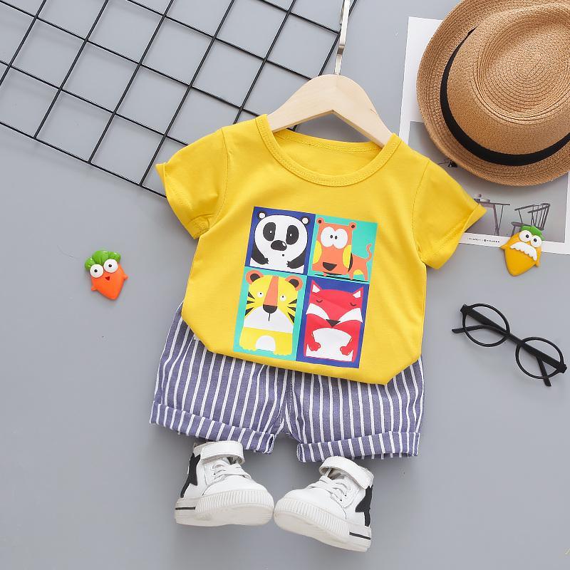 2-piece Cartoon Design T-shirt & Shorts for Children Boy - PrettyKid