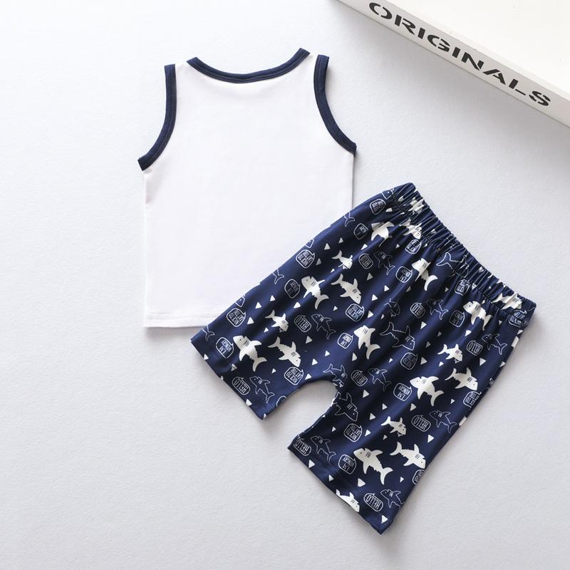 Baby Boy Monogram Tank Top & Shark Shorts Wholesale Children's Clothing - PrettyKid