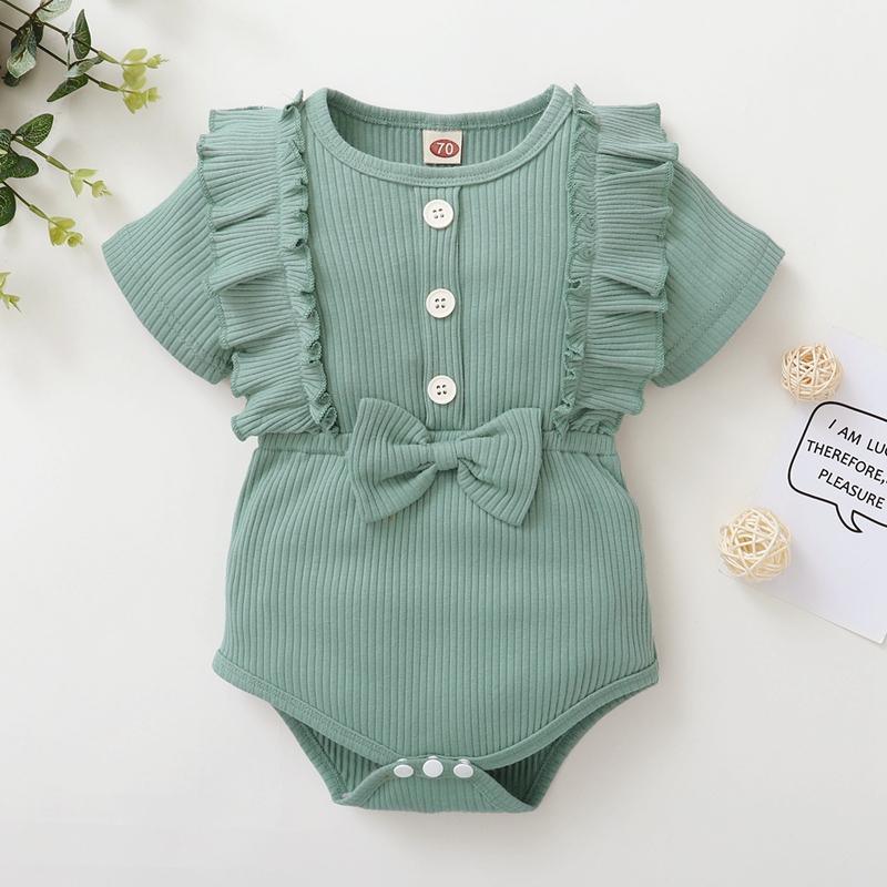 New Born Girl Ruffle Ribbed Bodysuit - PrettyKid