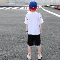 Kid Boy Sports Contrast Color Top & Shorts - PrettyKid