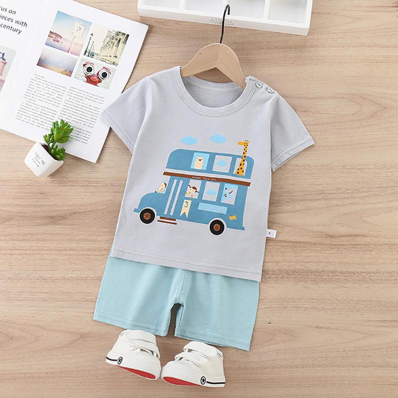 2pcs Cute Cartoon Print T-shirt and Pants - PrettyKid