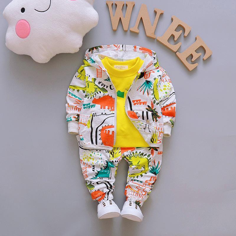 3-piece Floral Printed Hooded Coat & Sweatshirts & Pants for Children Boy - PrettyKid