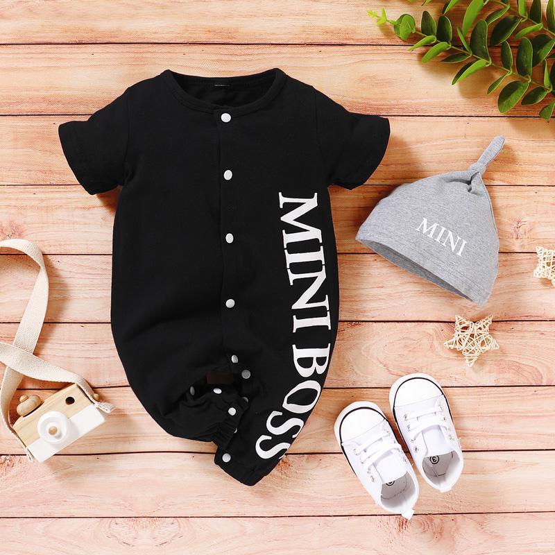 2-piece Letter Printed Bodysuit & Hat for Baby Boy（No Shoesï¼?Wholesale - PrettyKid