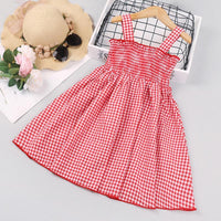 Toddler Girl Summer Sweet Red Plaid Suspender Thin Dress - PrettyKid